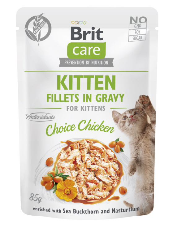 BRIT CARE Cat Fillets in Gravy Choice Chicken – влажный корм с курицей в соусе для котят