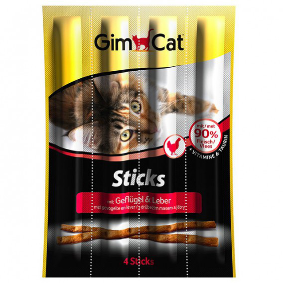 GimCat Sticks Poultry – палочки с домашней птицей для котов