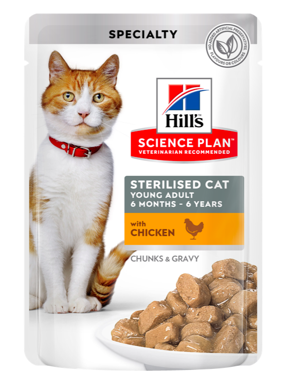 Hill's Science Plan Young Adult Sterilised Вологий корм для стерилізованих молодих дорослих котів, з куркою