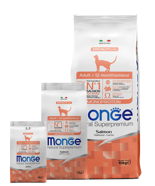 MONGE ADULT MONOPROTEIN SALMON – сухой корм с лососем для взрослых котов