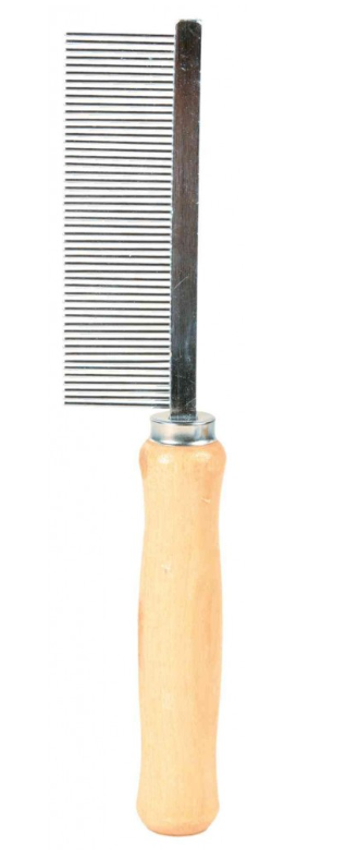 Trixie - гребінець для собак, з густими металевими зубчиками, з дерев'яною ручкою, 17 см