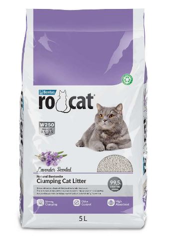 RoCat Cat Litter Lavender - Бентонитовый наполнитель для кошачьего туалета с ароматом лаванды