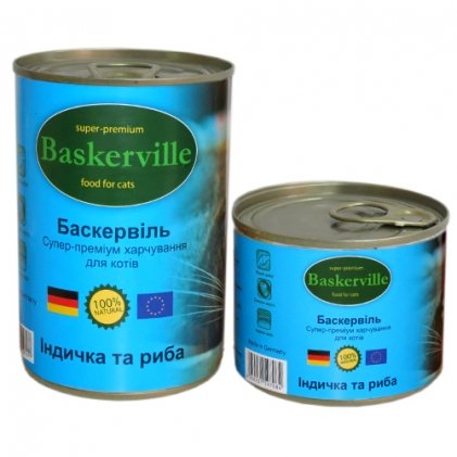 Baskerville консерва з індичкою та рибою для дорослих котів