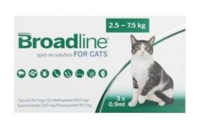 Бродлайн – капли для котов против блох и клещей, глистів 2.5 кг-7.5 кг
