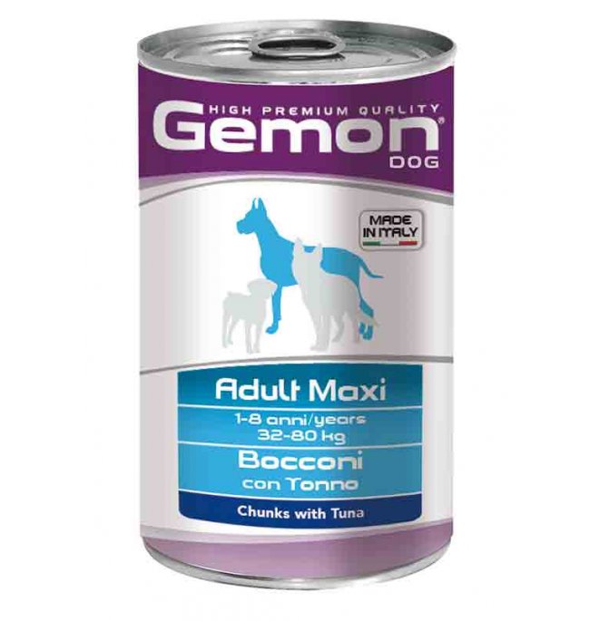 GEMON MAXI ADULT CHUNKS WITH TUNA – консерва зі шматочками тунця для дорослих собаквеликих порід