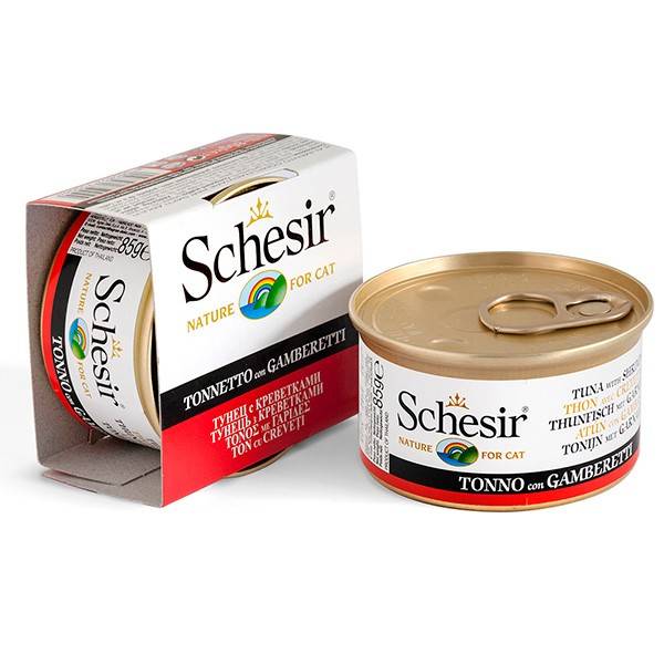 Schesir Tuna Prawns консерви з тунцем та креветками для дорослих котів