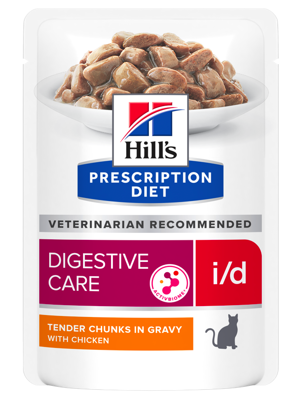  Hill’s Prescription Diet i/d влажный корм для кошек уход за пищеварением, с курицей, пауч, 85г 