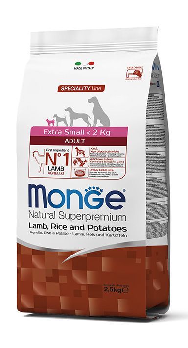 MONGE EXTRA SMALL ADULT LAMB – сухой корм с ягненком для взрослых собак миниатюрных пород