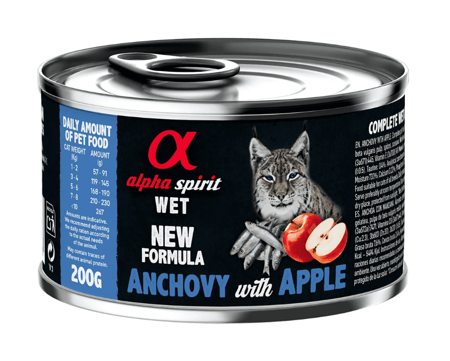 Alpha Spirit ANCHOVY WITH RED APPLE – влажный корм для взрослых котов всех пород с анчоусами и красными яблоками