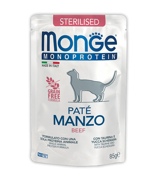 Monge Monoprotein Sterilised Beef - консервы с говядиной для стерилизованных котов
