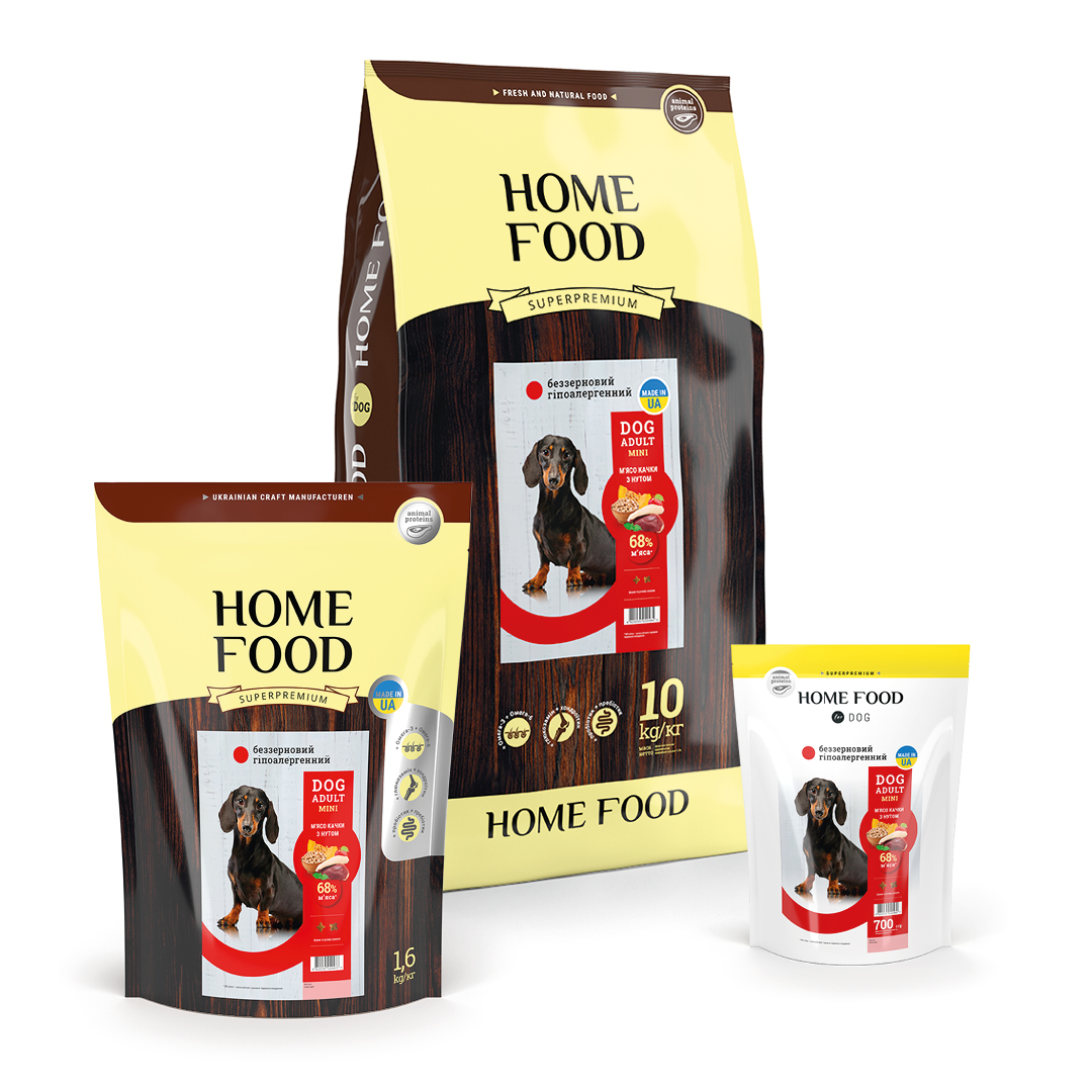 Home Food Adult Mini - Сухой беззерновой гипоаллергенный корм «Мясо утки с нутом и овощами» для взрослых собак малых пород