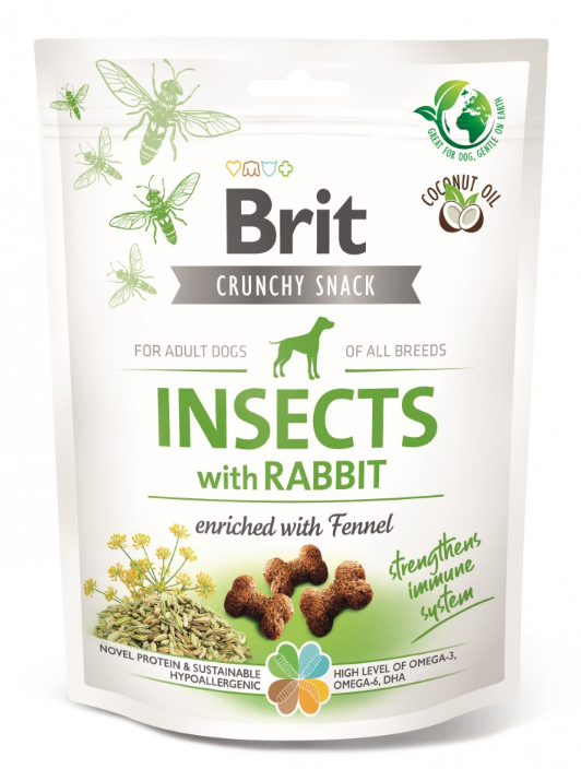 Brit Care Dog Crunchy Cracker Insects Rabbit - функціональні ласощі з комахами та кроликом для собак