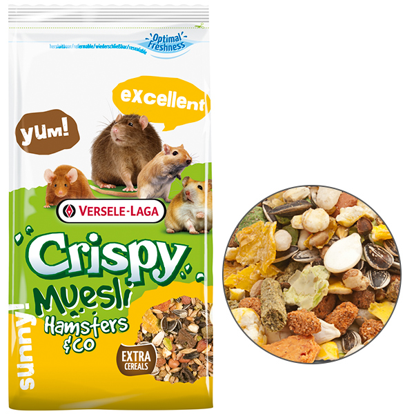 Versele-Laga Crispy Muesli Hamster ВЕРСЕЛЕ-ЛАГА КРІСПІ МЮСЛІ ХОМ'ЯК зернова суміш корм для хом'яків, щурів, мишей, піщанок, 1 кг.