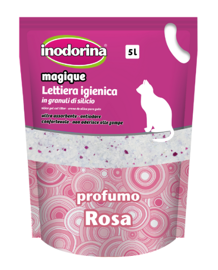 Inodorina Magique Rosa - силикагелевый наполнитель для кошачьих туалетов с ароматом розы