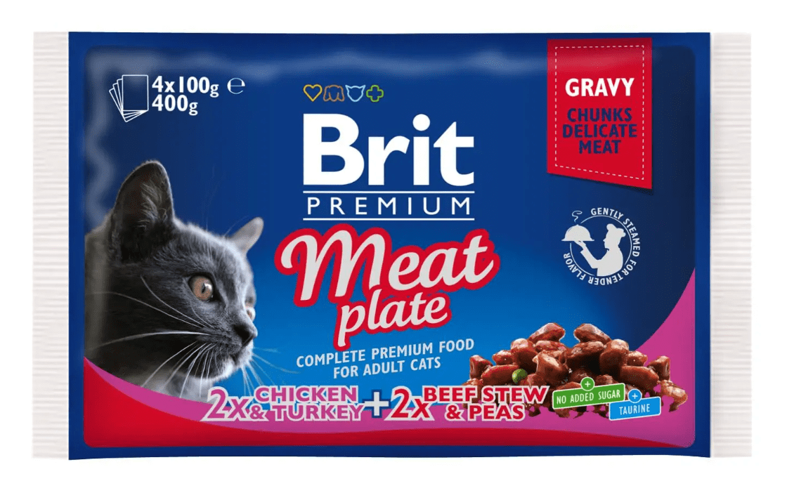 Brit Premium Cat - набор влажных кормов "Мясная тарелка" для взрослых кошек (4 пауча)