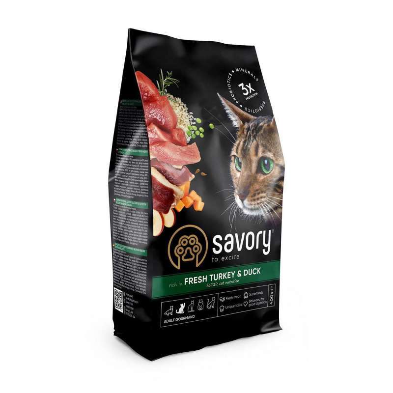 Savory Adult Cat Gourmand Fresh Turkey and Duck – сухий корм з індичкою і качкою для котів-гурманів