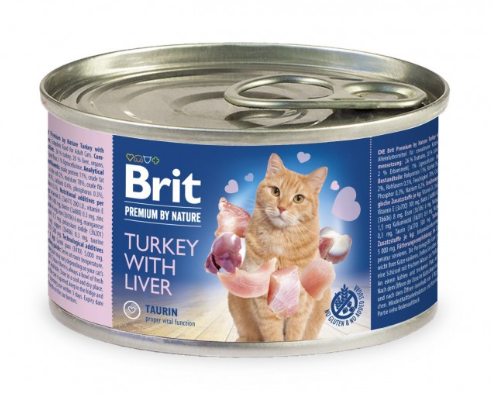  Brit Premium by Nature Turkey with Liver – паштет с индейкой и печенью для взрослых котов