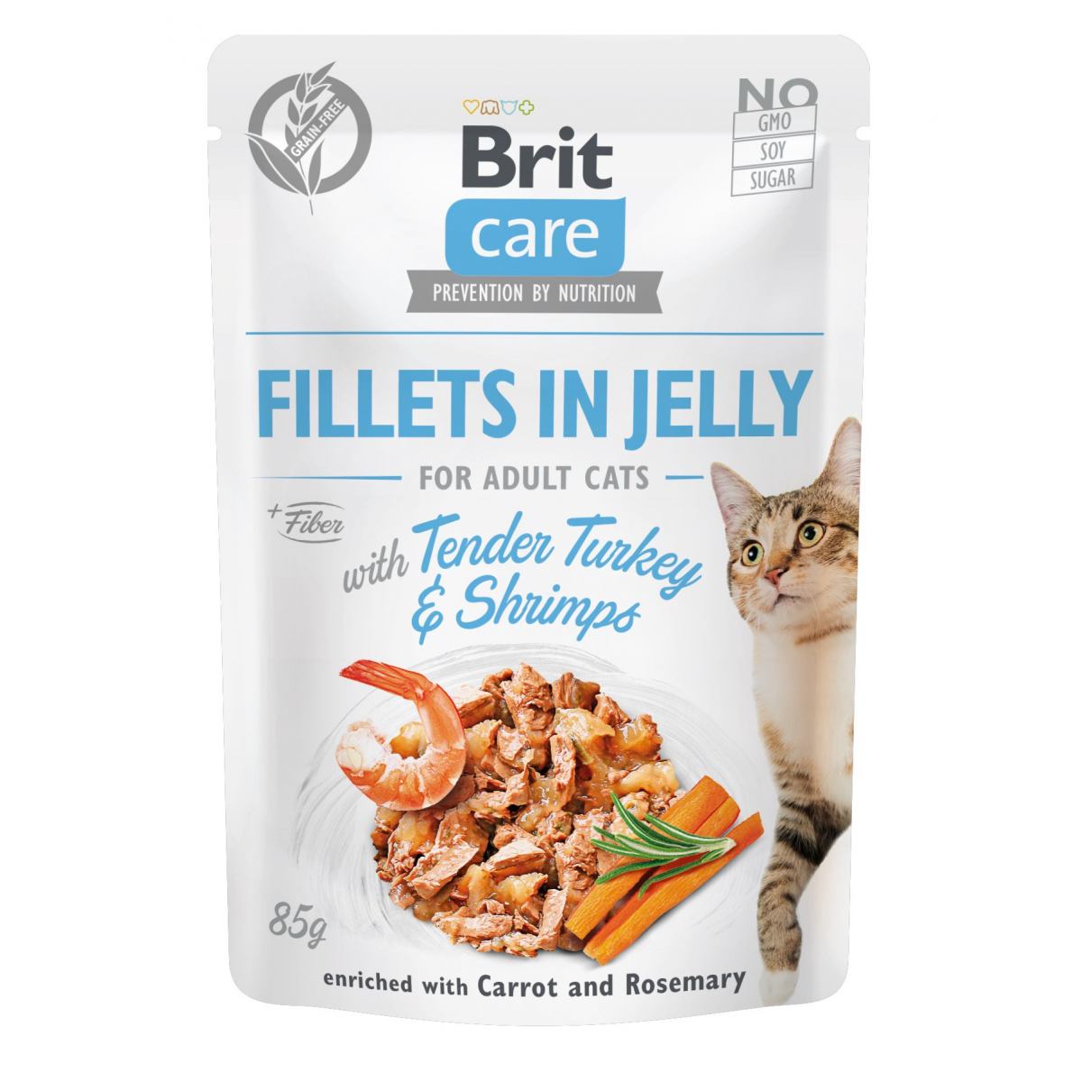 BRIT CARE CAT FILLETS IN JELLY ТENDER TURKEY & SHRIMPS – консерви з індичкою і креветками для котів (філе в желе)