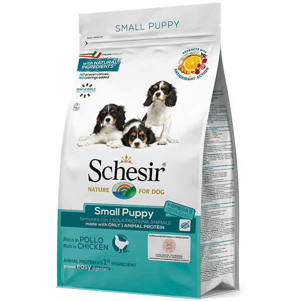 Schesir Dog Small Puppy – сухий монопротеїновий корм для цуценят міні і малих порід
