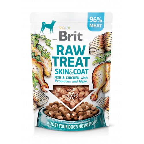 Ласощі для собак Brit Raw Treat freeze-dried Skin and Coat для шкіри та шерсті, риба і курка