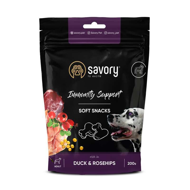 Savory Soft Snacks Immunity Support Duck & Rose Hip - М'які ласощі з качкою та шипшиною для підтримки імунітету у собак