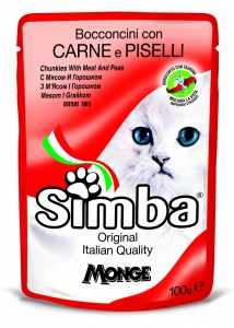 Simba Cat Chunkies – кусочки в соусе с мясом и горохом для взрослых котов