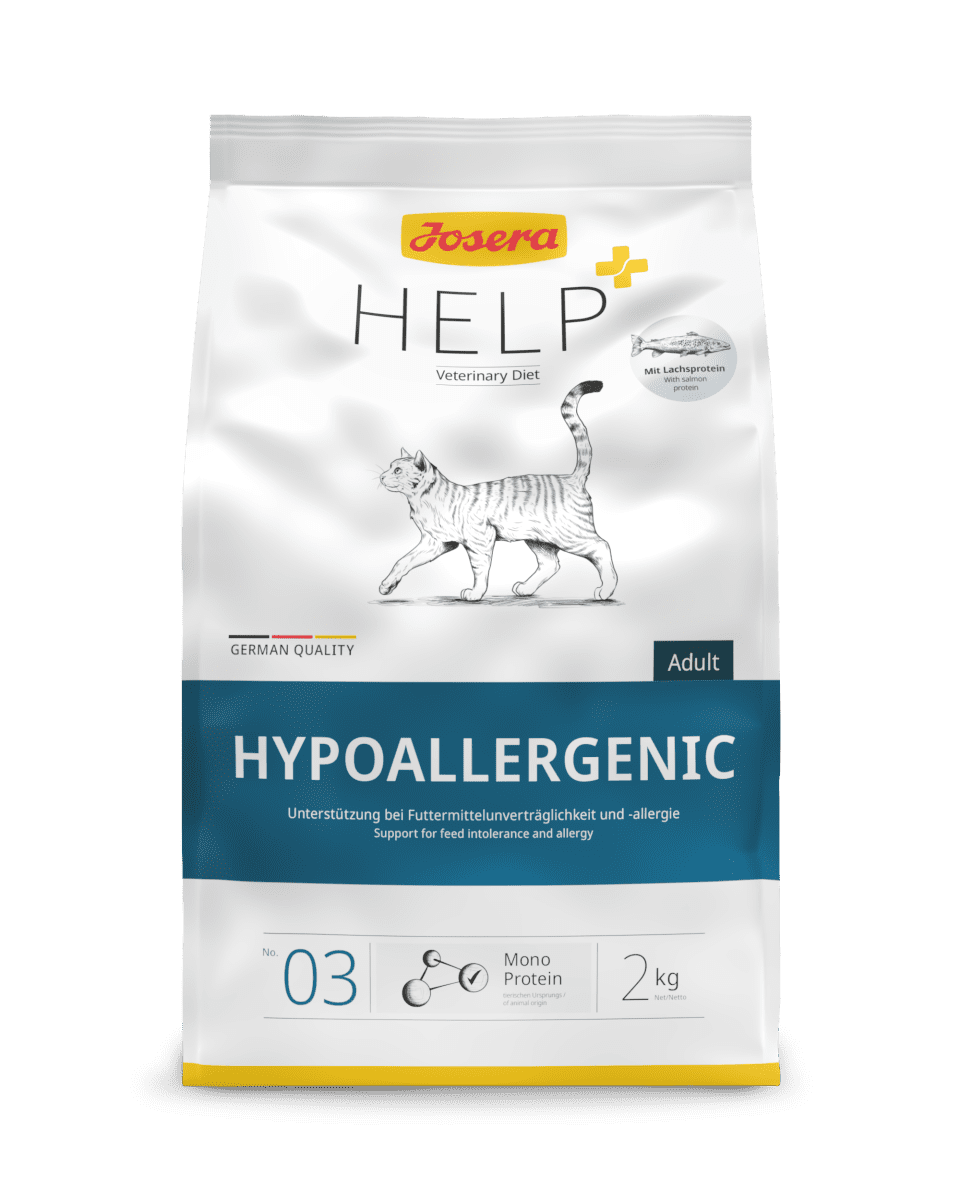 Josera Help+ HYPOALLERGENIC – полноценный диетический корм для взрослых кошек для снижения пищевой непереносимости.