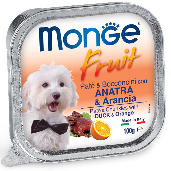 MONGE FRUIT WITH DUCK AND ORANGE – паштет з качкою та апельсином для собак