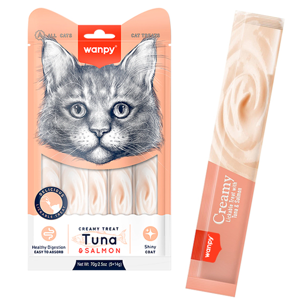 Wanpy Creamy Lickable Treats Tuna & Salmon - кремові ласощі для котів з тунцем та лососем