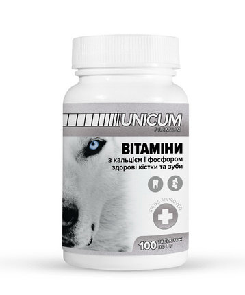 Витамины UNICUM premium "здоровые зубы и кости" для собак