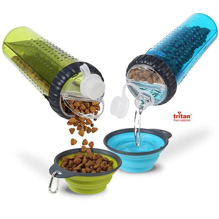 Dexas Snack DuO with Companion Cup – двойная бутылка для воды и корма со складной миской