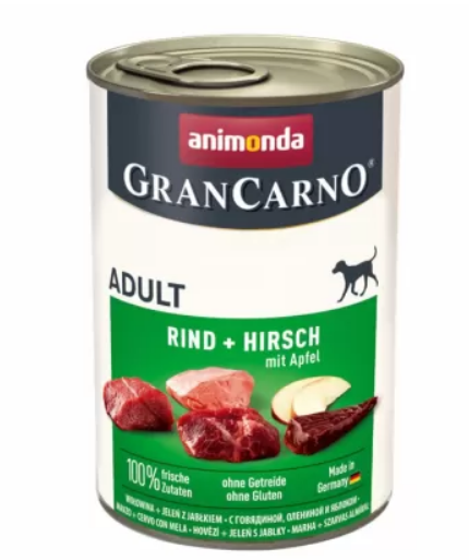 Animonda GranCarno Adult Beef + Venison with Apple – вологий корм з яловичиною та олениною для дорослих собак