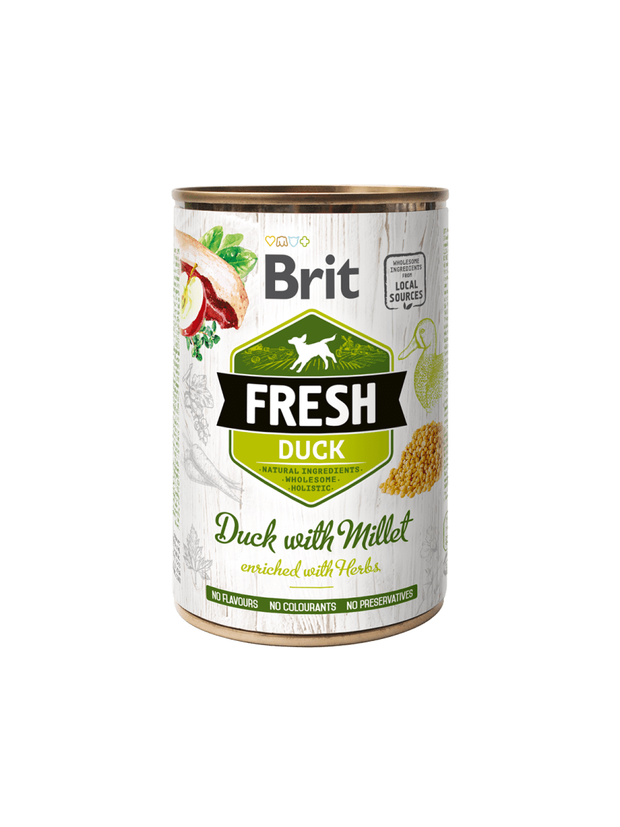 BRIT FRESH DUCK WITH MILLET – влажный корм с уткой и просом для взрослых собак
