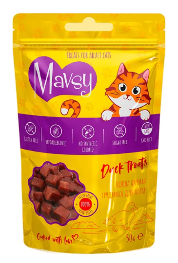 Mavsy - Duck Treats - лакомство для кошек из запеченной утиной грудки