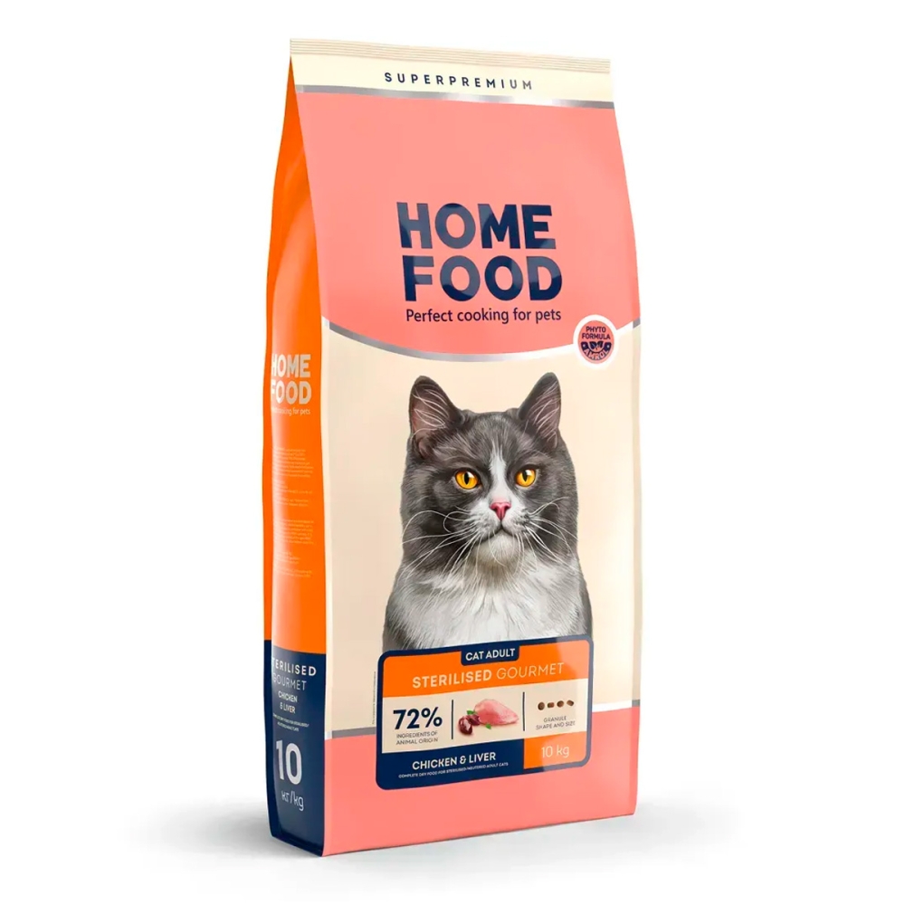 Home Food с курицей и печенью – сухой корм для взрослых привередливых котов
