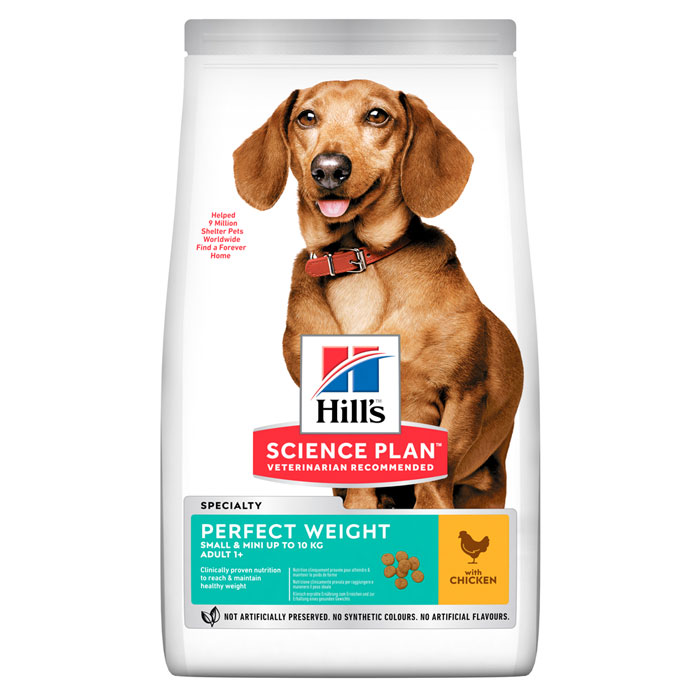HILL'S SCIENCE PLAN PERFECT WEIGHT SMALL & MINI ADULT –  сухой корм с курицей для взрослых собак малых пород для поддержания здорового веса