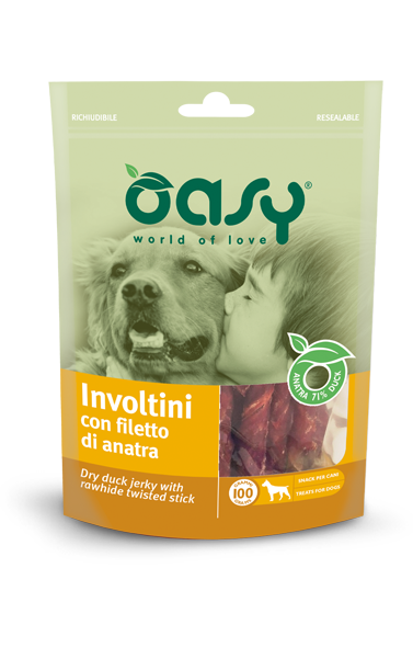 OASY DOG Dry качка Jerky Rawhide Twisted Stick - сухі в'ялені качині палички для дорослих собак