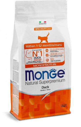MONGE KITTEN MONOPROTEIN DUCK – сухой корм с уткой для котят