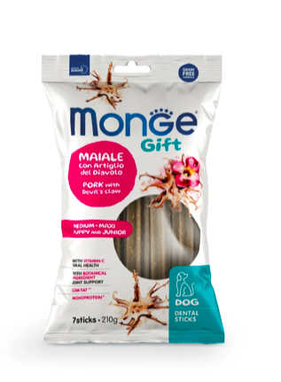 Monge Gift DENTAL STICKS Dog Puppy and Junior Medium & Maxi свинина з коренем кігтя диявола