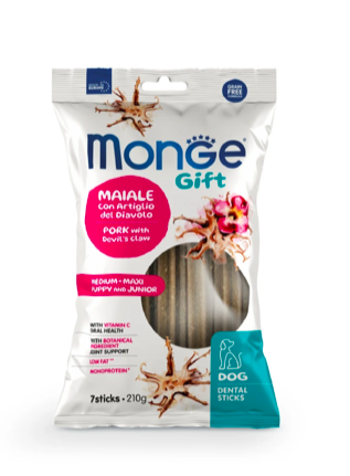Monge Gift DENTAL STICKS Dog Puppy and Junior Medium & Maxi свинина свинина с коренем когтя дьявола