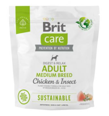 Brit Care Dog Sustainable Adult Medium Breed – сухой корм с курицей и насекомыми для собак средних пород