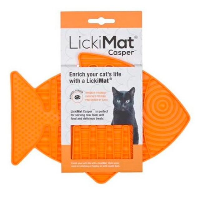 Licki Mat Casper – каучуковый коврик для медленного кормления кота в виде рыбки
