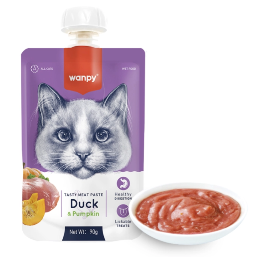 Wanpy Duck & Pumpkin – крем-пюре с уткой с тыквой для кошек