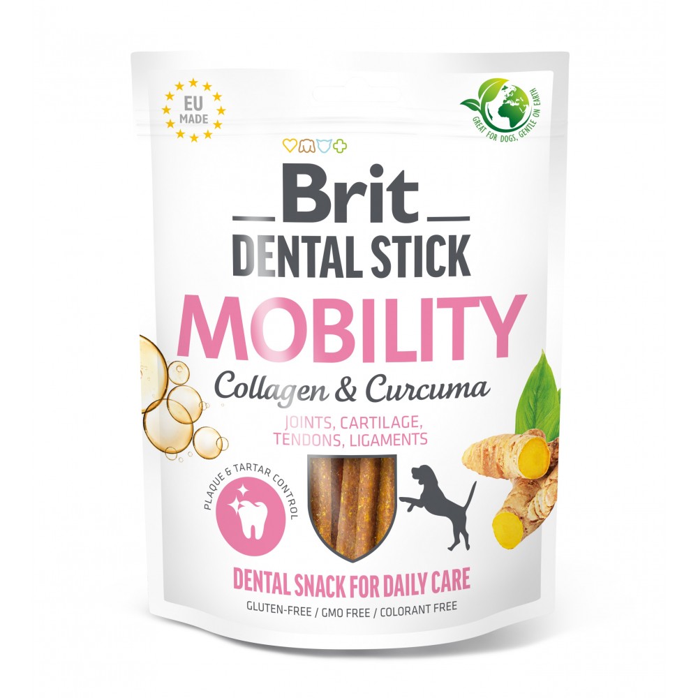 Ласощі для собак Brit Dental Stick Mobility для мобільності суглобів, колаген та куркума, 7 шт