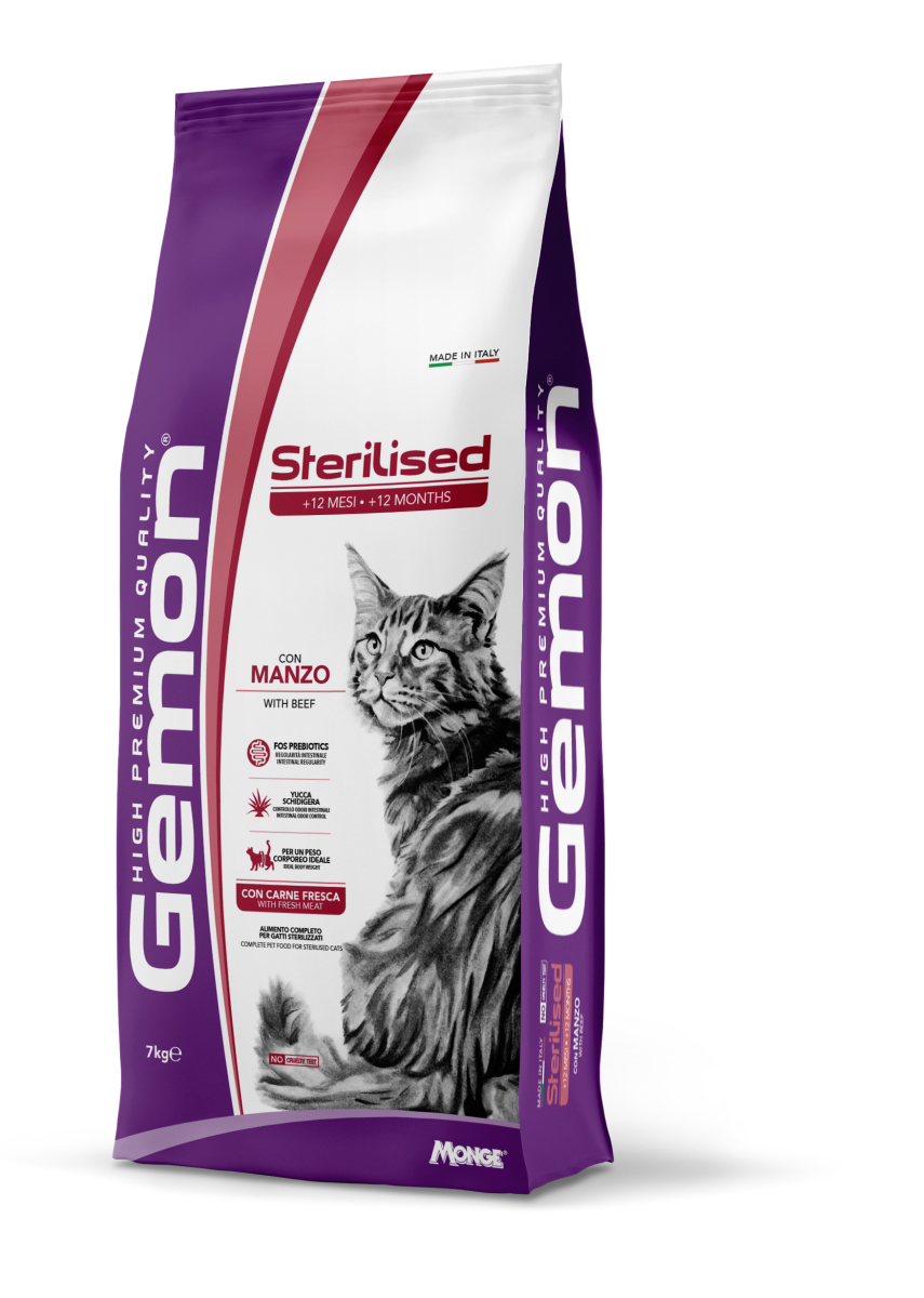 GEMON STERILISED WITH BEEF – сухой корм с говядиной  для стерилизованных котов