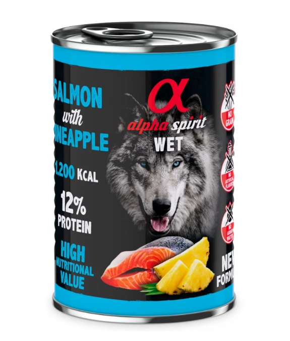 Alpha Spirit Salmon with Pineapple - вологий корм з лососем та ананасами для дорослих собак.  