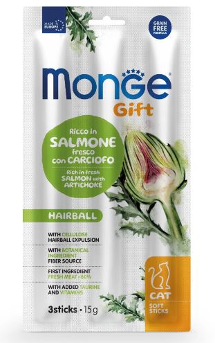 Monge Gift Soft Sticks Cat Hairball сёмга с артишоком