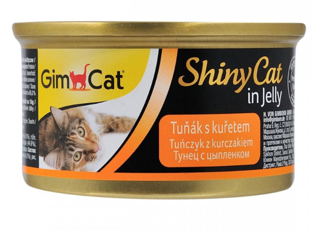 GimCat Shiny Cat тунец, курица  – влажный корм с тунцом и курицей в желе для кошек