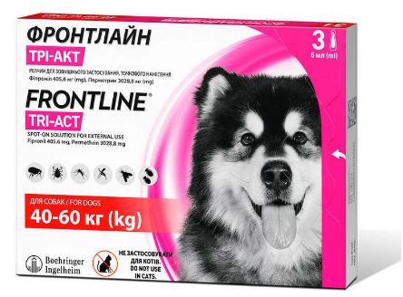 Frontline TRI-ACT капли против паразитов для собак весом от 40 кг до 60 кг