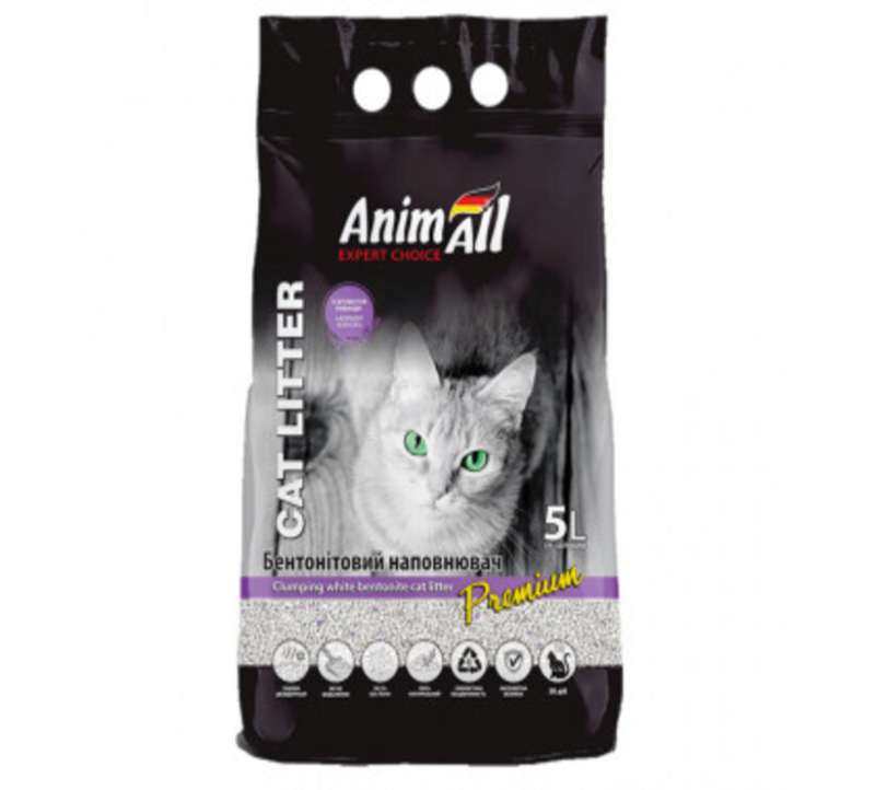 AnimAll Cat litter Premium Lavender - Білий бентонітовий наповнювач з ароматом лаванди
